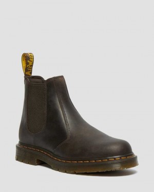  Dr Martens 2976 Halksäker läder ankelstövlar för kvinnor mörkbruna